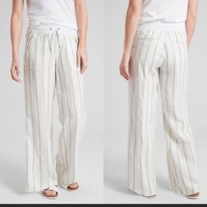 Athleta Cabo Tide Linen Wide Leg Pant Striped 6